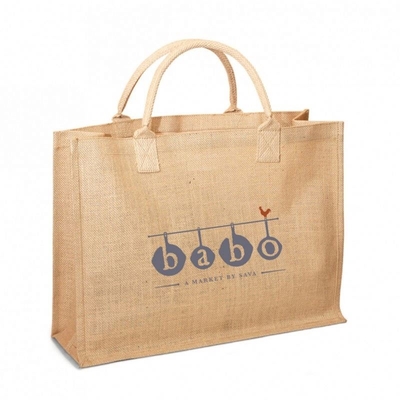 Het Middel van het vrouwenstrand behandelde 50cm Jute het Winkelen Zak